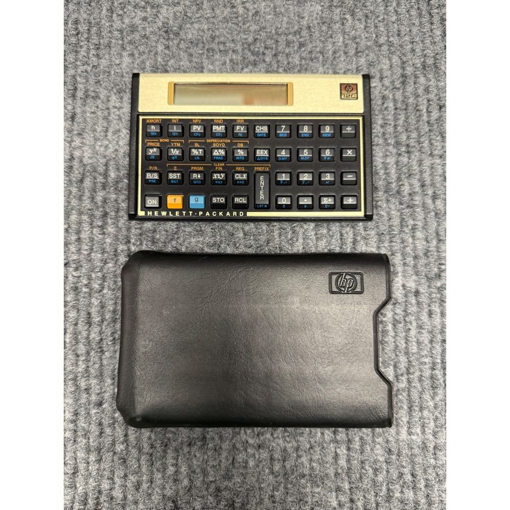 HP 12C Financial Calculator Hewlett Packard Gold Programmable RPN with Case